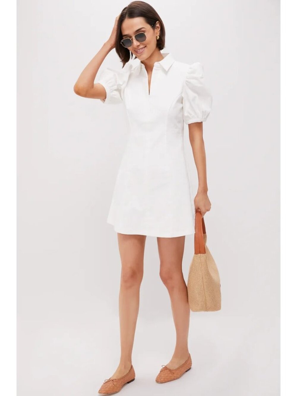 Tuckernuck Hyacinth House Front Zip Denim Mini Dress in White New Womens